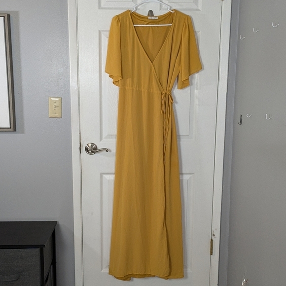 Baltic Born Ivy Maxi Length Mustard Yellow Flowy Wrap Dress Size XXXL / 3XL - Picture 3 of 12